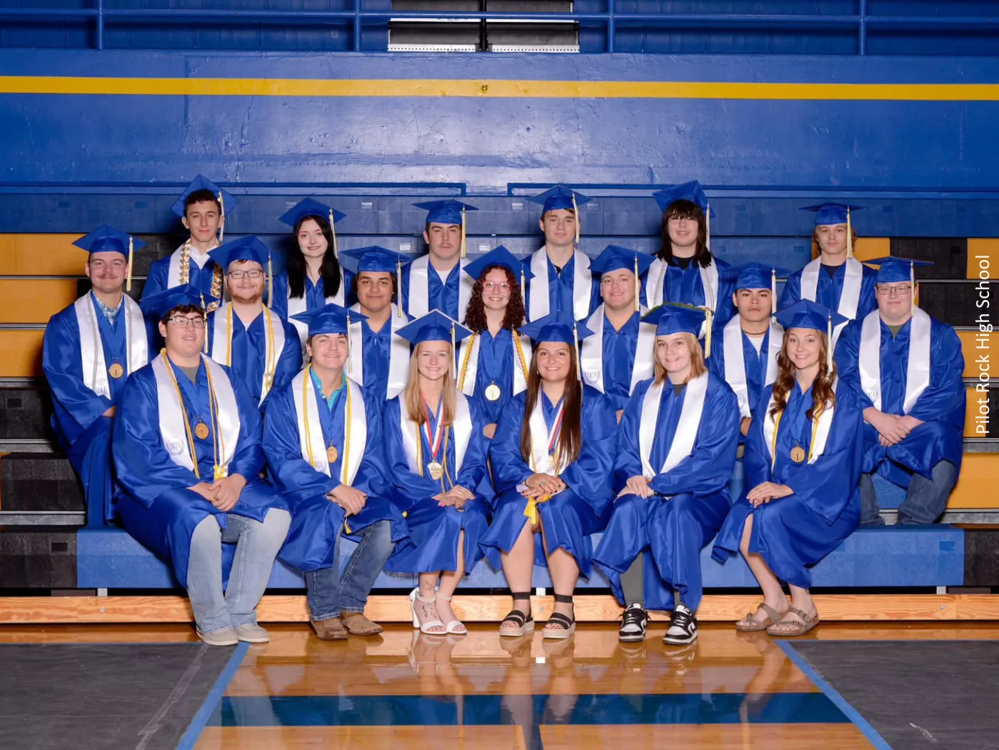 A group of graduates with the caption Pilot Rock High School