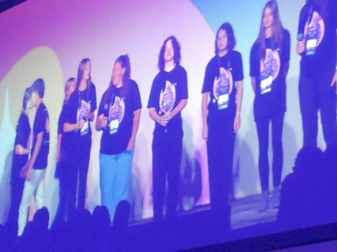 A group of students on stage